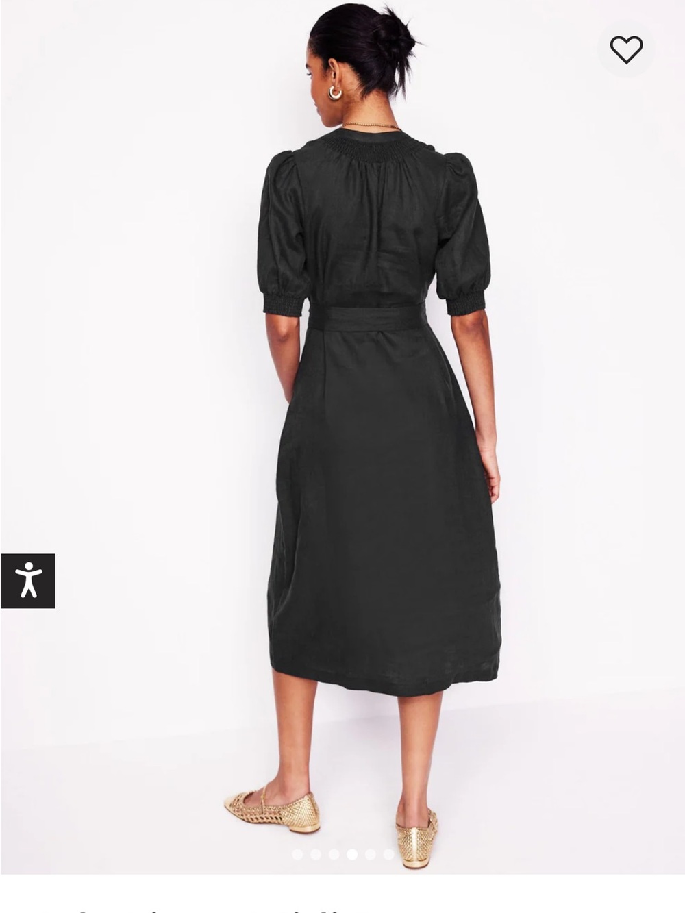 Boden Black Button-Front Midi Shirt Dress - Picture 2 of 6